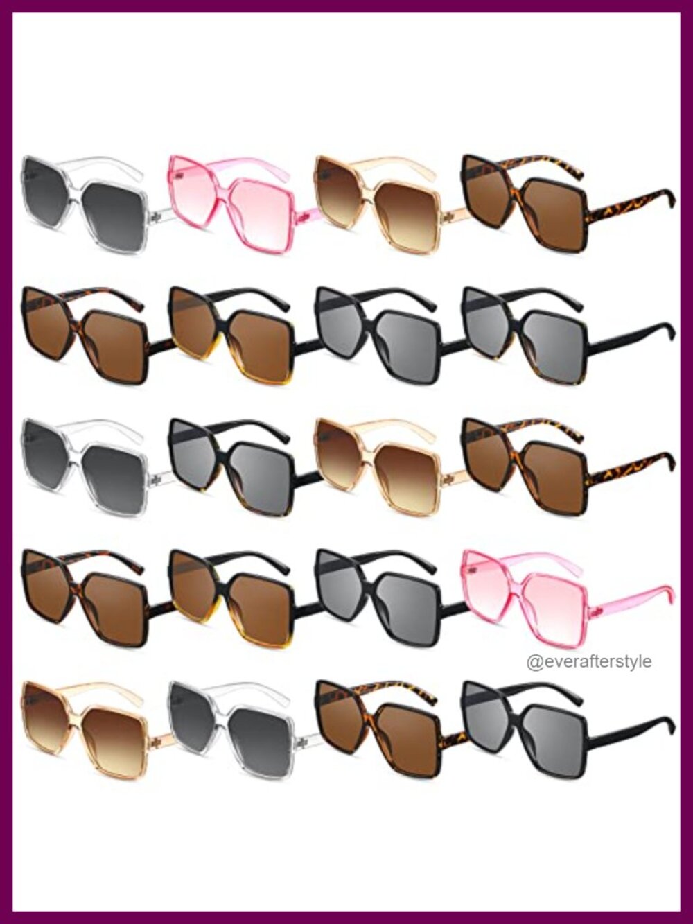 Oversized Square Flat Top Sunglasses UV Protection Full Frame Retro